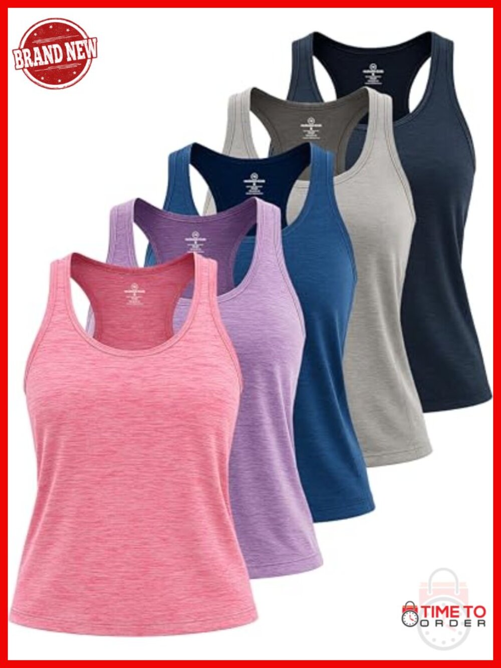 5-Pack Women's Racerback Dry-Fit Athletic Tank Tops Yoga Activewear Plus Size
